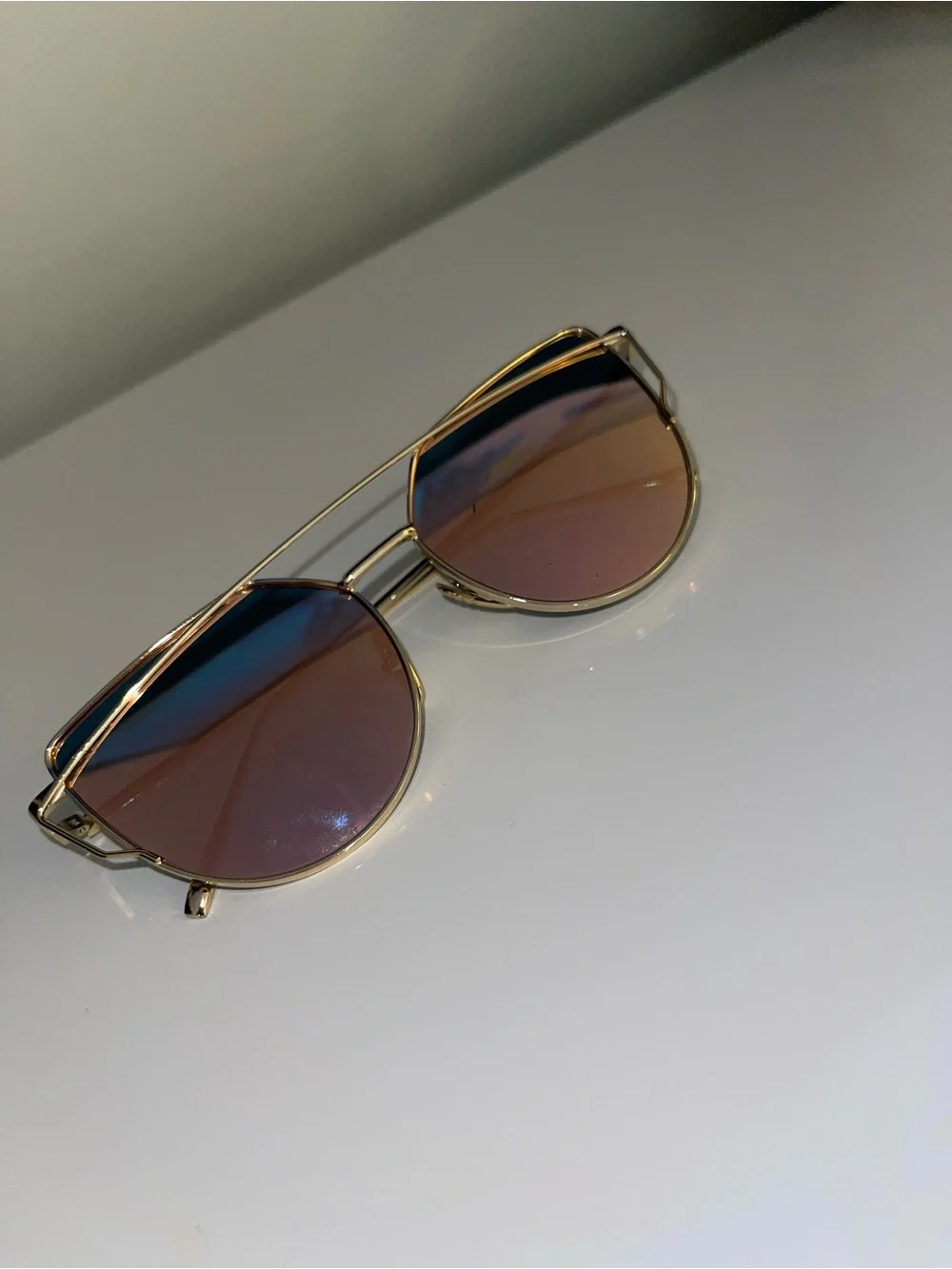 GLOWGLAM Gold Frame Pink-Gold Mirrored Women's Sunglasses